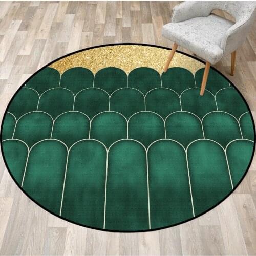 Modern Minimalist Golden Desert Green Cactus Living Room Bedroom Hanging Basket Chair Non-slip Circular Cushion Carpet