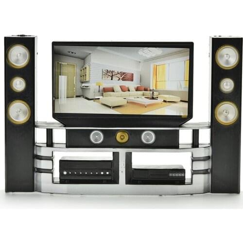 High Quality Mini Hi-Fi 1:6 TV Home Theater Cabinet Set Combo For Doll Clothes Dress Accessory House Furniture Baby Toys