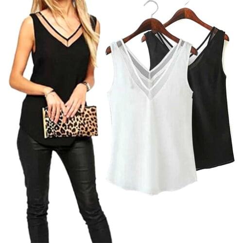New Hot Fashion Chiffon Slim Loose V-Neck Sleeveless Vest Shirt Blouse Tops For Women Girls SMR88