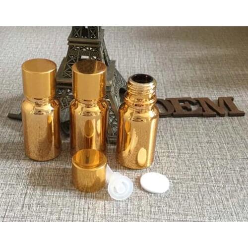 10ml glass essential oil bottle golden plated small bottle aluminum cap refillable makeup sample container packaging 100pcs