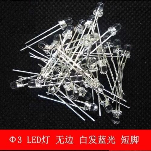 1000pcs/lot 3MM LED Lamp super bright white hair and blue light-emitting diode endless short legs