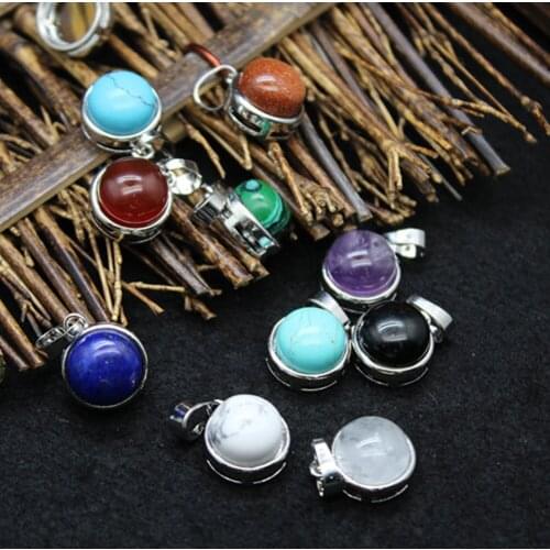 12PCS 16*13mm Gothic Necklace Pendants Natural Stone Chakra Energy Pendulum Amulet Jewelry Making Accessories For Wholesales