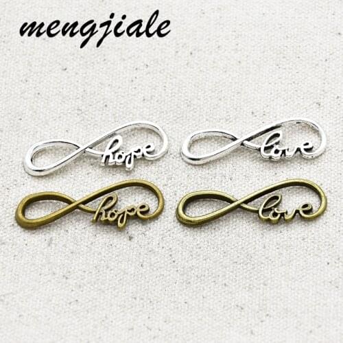 14PCS Wholesale vintage alloy charms connector Infinity love hope pendants For Jewelry accessories making 39*12mm