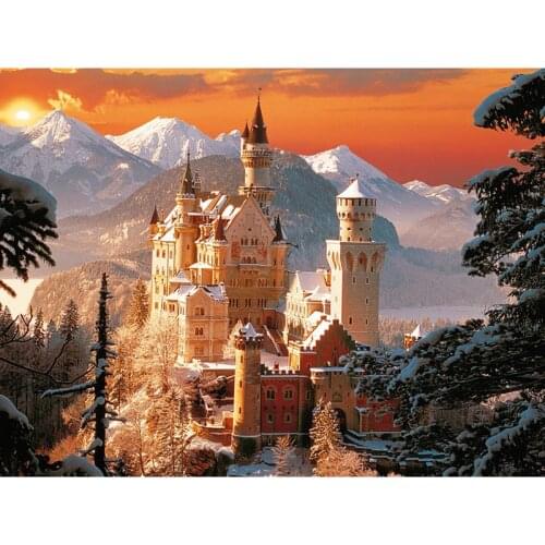 Full Square/Round Drill 5D DIY Diamond Painting "Snowy Mountain & Castle" 3D Cross Stitch Mosaic Rhinestone Decoration Craft KBL