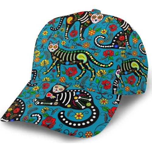 Calavera Sugar Skull Black Cats In Mexican The Day Of The Dead Baseball Cap Fashion Men Hat Cap Summer Dad Hat Male Sports Hat