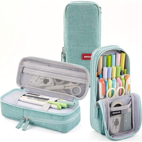 Stationery Pencil Case Double Layer Large Capacity Pencil Box Can stand pen holder Pencilcase For Pen Box gift School Supplies