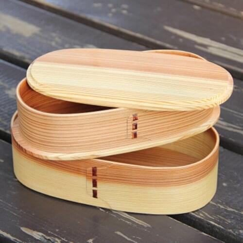 Double-layer Japanese bento box Senior Portable lunch box student compartment lunch wooden lunch box sushi box