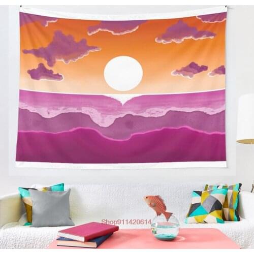Lesbian sunset flag subtle lgbt flag design tapestry Wall Hanging Astrology Divination Bedspread