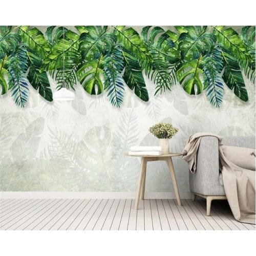 Beibehang modern wallpaper Nordic small fresh tropical rainforest banana leaf mural background wall 3d wallpaper papier peint