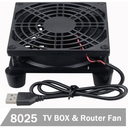 Gdstime 5V USB Power 80mm 8025 Silence Cooling Fan with Fan Grill Screw Cooler For Router 80mmx80mmx25mm