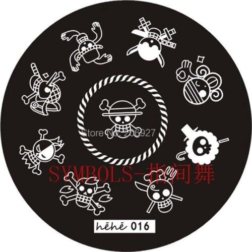 HEHE016 1pc Cute Round Stamping Metal Plate Nail Art