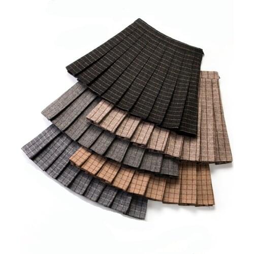 2021 girls Acrylic Plaid A-Line Above Knee Mini winter women plaid skirt y2k skirt pleated skirt fow women