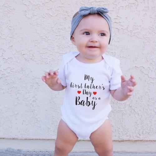 My First Fathers Day Newborn Infant Baby Boy Girl Short Sleeves Cotton Bodysuit Fathers Day Jumpsuit Outfits Summer Sunsuit