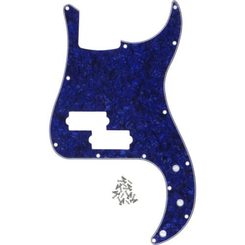 FLEOR 13 Holes PB P Bass Pickguard Scratch Plate Without Truss Rod Hole Style & Screws for 4 String P Bass,Blue Pearl 4Ply