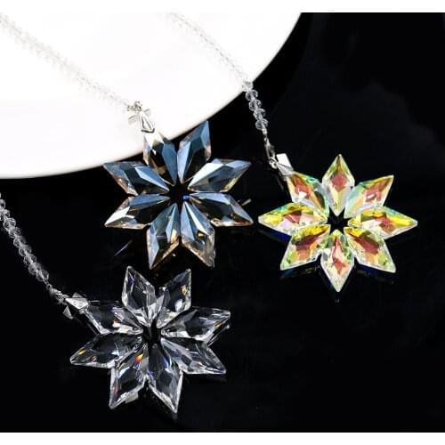 2020 NEW Snowflake Suncatcher Christmas Hanging Glass Decoration DIY Craft Pendant Prism Chandelier Crystal Parts Car Ornament
