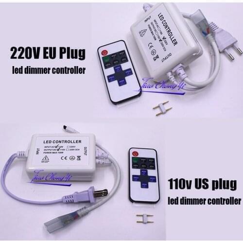 New Hot 110v 220v led dimmer controller with 11key IR remote EU plug / US plug For 5050 ssingle color led strip