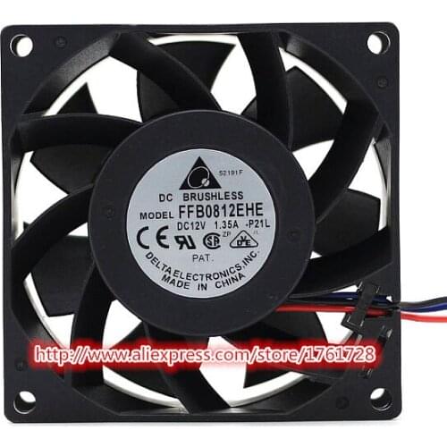 Brand new and original DELTA 8cm ball bearing cooling fan FFB0812EHE 12V 1.35A 3wires