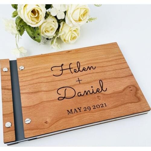 Personalized Guestbook Sign For Wedding Custom Rustic Memory Wooden Guest Signatures Book Album Baptism Mariage Decoration
