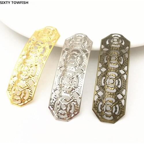 20 Pieces 14x46mm 3 Colors Metal Filigree Flower Slice Charms base Setting Jewelry DIY Components Findings