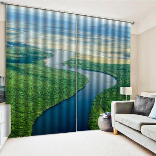 Luxury Blackout 3D Window Curtains For Living Room Bedroom green grass curtains Decoration curtains