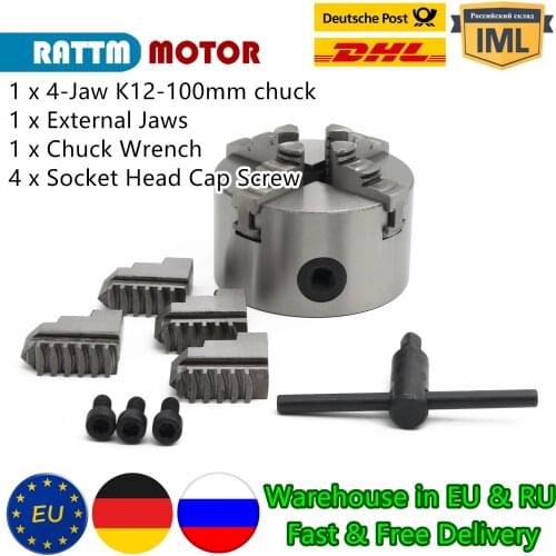『RUS/EU Free Delivery』K12-100mm 4 Jaw K12-100mm Manual Chuck Self-Centering Chuck Tool Lathe Chuck for CNC Router Miling Machine