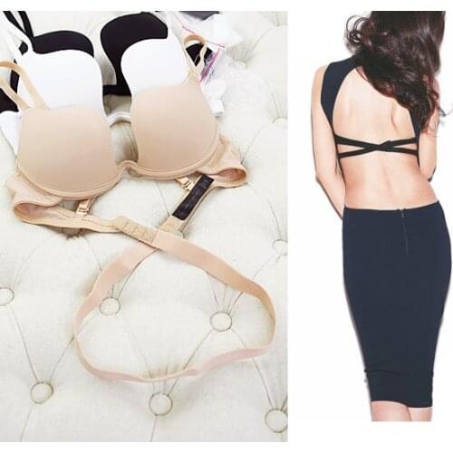 Racerback formal bra thick push up seamless bra belt plus size color white blue black skin
