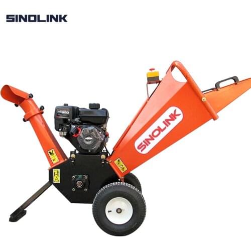 SINOLINK G100 Wood Chipper Garden Machine Shredder 6HP Gasoline Engine Max 10cm Chipping Diameter ATV Towed Log Timber