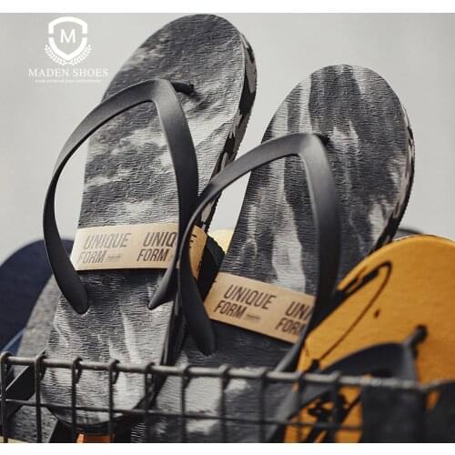 Maden Slippers Flip-flop 2021 Summer Non-slip Beach Shoes Trend Outdoor Soft Soles Clip Foot Casual Slippers Personality Sandals