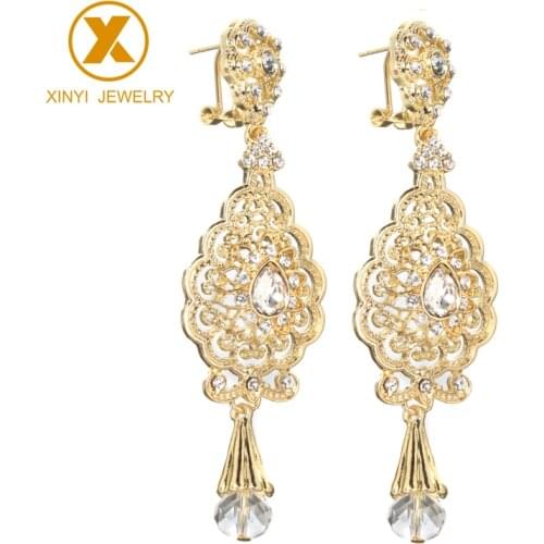 Wedding jewelry Moroccan style Rhinestone Hook Earrings for women