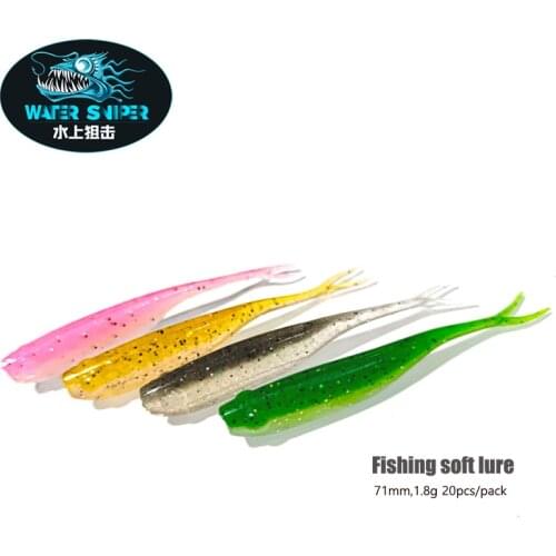 WATER SNIPER 2.8in 1.8g 20pcs/Lot Fork Tail Soft Fishing Lure Bait Artificial Silicone Jig Wobbler Worm For Bass Pike Carp