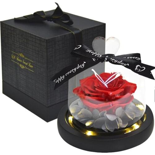 Enchanted Galaxy Rose Eternal 24K Gold Foil Flower With Fairy String Lights In Dome For Christmas Valentines Day Gift