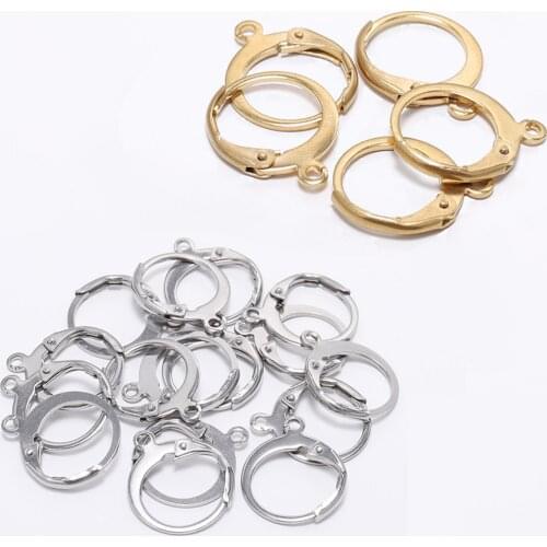 20pcs/lot Gold Stainless Steel French Lever Earring Hooks Wire Settings Base Hoops Earrings For DIY Jewelry Making Supplies