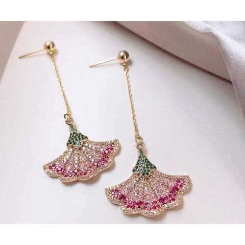 Exaggeration Fashion Fan Flower Style Dangle Drop Earrings For Women Ladies Statement Pendant Earrings 2020 New Pendientes