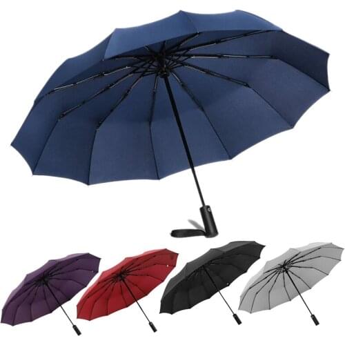 Hot YO-12 Ribs Handheld Folding Umbrella Windproof Compact Travel,Auto Open/Close Large Rain Umbrellas for Mens Women