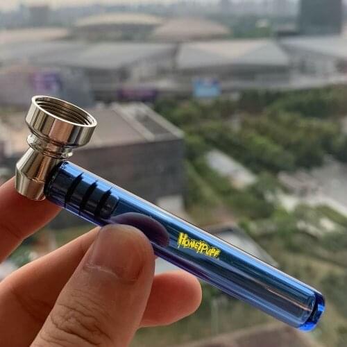 1pc Portable Glass Small Smoking Pipe Removable Herb Tobacco Pipas with Metal Weed Bowl Smoking Accessories for Womens Gifts