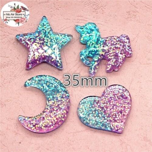 10pcs Heart Star colorful shiny Resin Flackback Cabochon Art Supply Decoration Charm Craft DIY accessories