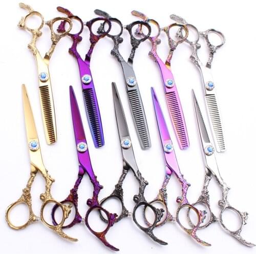 5.5" 16cm 440C Customize Logo Hairstyle Cutting Shears Thinning Scissors Professional Hairdressing Scissors Hair Scissors C9005