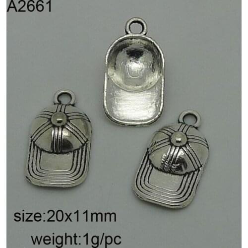 50pcs Antique Silver Alloy Retro Peaked Cap Charm Pendant Jewelry Findings Accessories 20x11mm