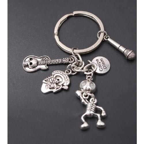 1pcs Hip Hop Style Carpe Diem Tag Charm Fishing Hunting Travel Punk Rock Skull Concert Keychain DIY Jewelry Crafts Gift P580