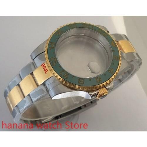 Sealed back cover 904L stainless steel gold strap bracelet 40mm sapphire glass ETA NH36 MH35 cases bezel sea green