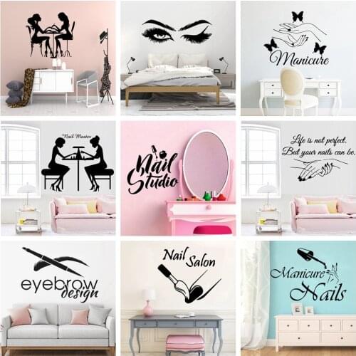 Hot Sale Beauty Salon Vinyl Wall Stickers Decal Nail Salon For Girls Room Decor Nail Salon Wall Decor pegatinas de pared adesivo