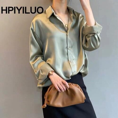 HPIYILUO Satin Blouses