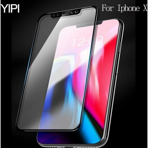 YIPI Curved Edge Full Cover Tempered Glass for Iphone X Premium Screen Protector Toughened Glass Protective Film for iphonex