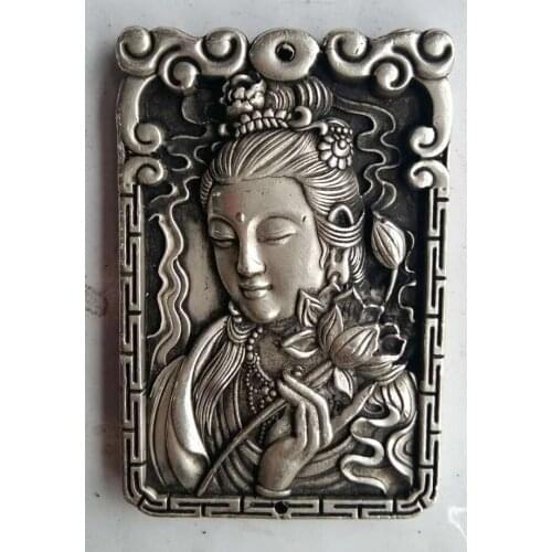 Exquisite Old Chinese Metal Kwan-yin Avalokitesvara Auspicious Amulet Plate No.5