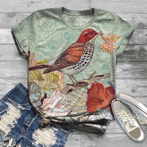 2021 mens and womens casual summer fashion 3D bird print T-shirt comfortable outdoor street shirt childrens T-shirt