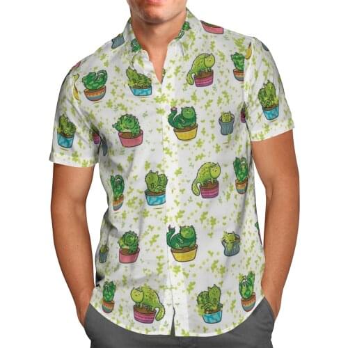 Anime Cat 3D Print Beach Hawaiian 2021 Summer Shirt Short Sleeve Shirt Streetwear Oversized 5XL Camisa Social Chemise Homme-118