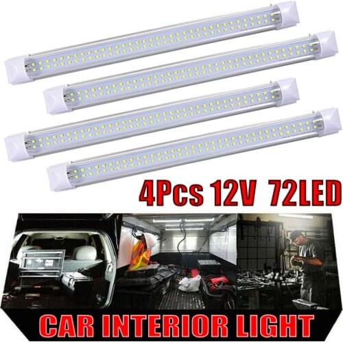 SALE 2021 New 4pcs 72 LED Car Interior Dome Lights Bar for Car Van Bus Caravan ON/OFF Switch 12V Dropshipping