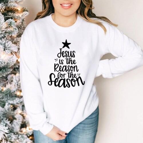 Jesus Is The Reason For The Season Sweatshirt Cute Women Christmas Sweatshirts Religious Winter Long Sleeve Christian Pullovers