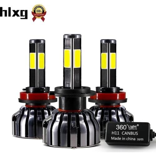 Hlxg 4Sides H7 LED Headlight Bulbs High Low Beam lamps for cars 12000LM Pure White 9005 HB3 LED H4 H11 nebbia Ship from Brazil