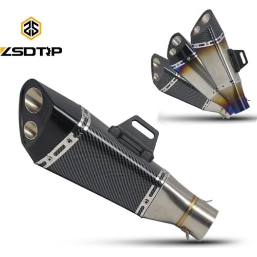 ZSDTRP Universal 51mm Motorcycle Muffler Exhaust For FZ1 R6 R15 R3 ZX6R ZX10R ZZR400 Z750 Z800 ER6N ER6R